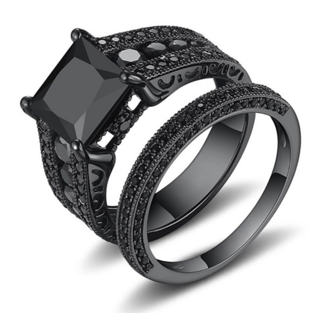 BRAND NEW 18K BLACK SAPPHIRE STERLING SILVER RING - Picture 4 of 6